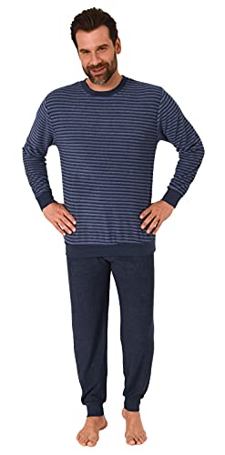 Trend by Normann Herren Frottee Schlafanzug mit Bündchen in Streifenoptik - auch in Übergrößen - 212 13 101, Farbe:blau, Größe:60 von Trend by Normann