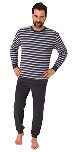 Herren Frottee Schlafanzug mit Bündchen in Streifenoptik - auch in Übergrößen - 212 13 101, Farbe:grau, Größe:58 von Trend by Normann