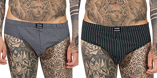 Trend Herren Unterhose, Rio Slip 2er Pack in elegantem Muster - 65714_44413010106, Farbe:Ringel blau, Größe:9 von Trend by Normann