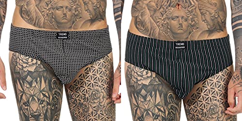 Trend Herren Unterhose, Rio Slip 2er Pack in elegantem Muster - 65714_44413010106, Farbe:Ringel weiß/schwarz, Größe:9 von Trend by Normann