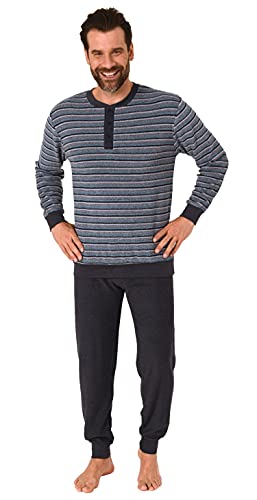 Trend by Normann Herren Frottee Pyjama Schlafanzug mit Bündchen in edler Streifenoptik - auch in Übergrößen, Farbe:hellblau, Größe:52 von Trend by Normann
