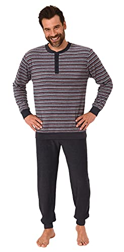 Trend by Normann Herren Frottee Pyjama Schlafanzug mit Bündchen in edler Streifenoptik - auch in Übergrößen, Farbe:rot, Größe:52 von Trend by Normann