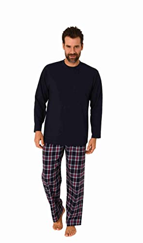 Trend by Normann Herren Langarm Schlafanzug Pyjama mit Karierter Flanell Hose - 222 101 10 873, Farbe:Navy, Größe:56 von Trend by Normann