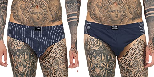 Trend by Normann Herren Rio Slip 2er Pack Unterhosen in zeitlosem Design - 65718_44413010106, Farbe:Ringel Marine, Größe:7 von Trend by Normann