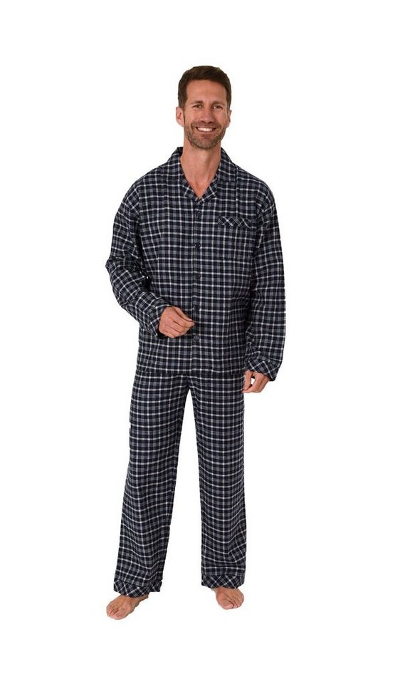Trend by Normann Pyjama Herren Flanell Schlafanzug zum durchknöpfen - auch in Übergrößen von Trend by Normann