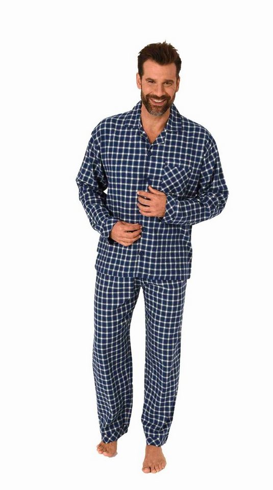 Trend by Normann Pyjama Herren Flanell Pyjama langarm Schlafanzug zum durchknöpfen von Trend by Normann