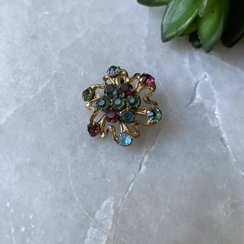 Vintage Starburst Strass Brosche - 1980S Anstecknadel Goldfarben von TrendRevival