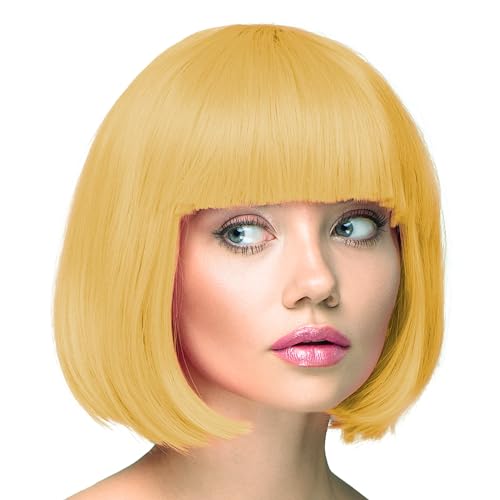 TrendandStylez Bob Perücke unisex, blond, Pagenkopf mit Pony, Damen und Herren Kunsthaar, Wig für Karneval, Fasching, Cosplay von TrendandStylez