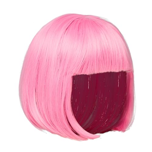 TrendandStylez Bob Perücke unisex, pink, Pagenkopf mit Pony, Damen und Herren Kunsthaar, Wig für Karneval, Fasching, Cosplay von TrendandStylez