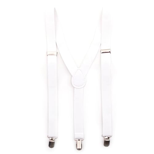 TrendandStylez Hosenträger, strahlendes weiß, 2,5 x 50-90cm, für Damen und Herren, Kostüm Accessoire, bis 195cm Körpergröße von TrendandStylez