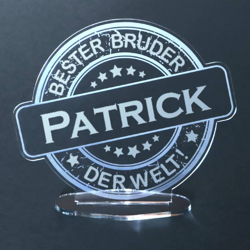 Acryl-Button mit Namensgravur Bester Bruder von Trendgravur