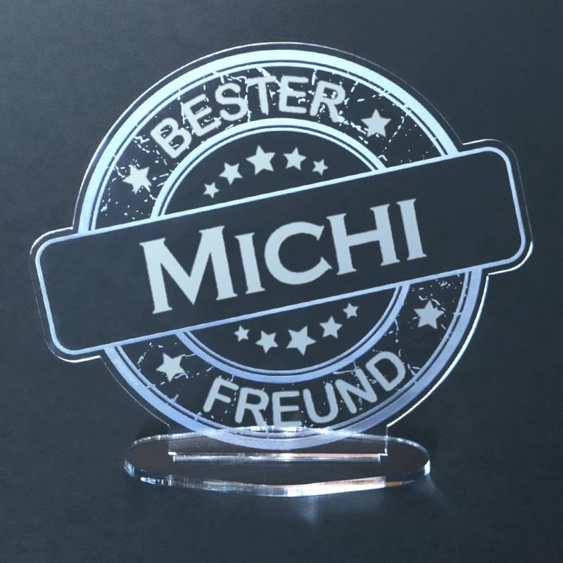 Acryl-Button mit Namensgravur Bester Freund von Trendgravur
