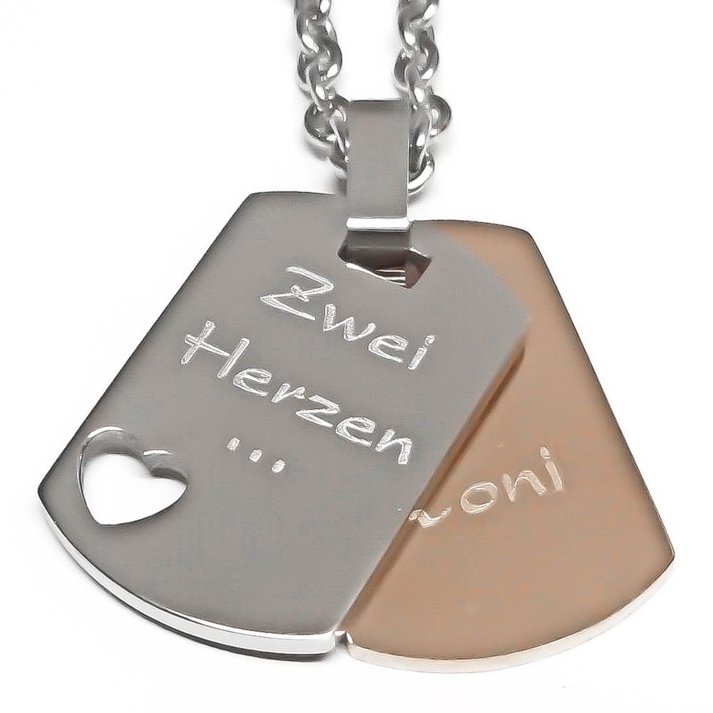 Anhänger mit Gravur Double Cut-Out Heart rosegold von Trendgravur