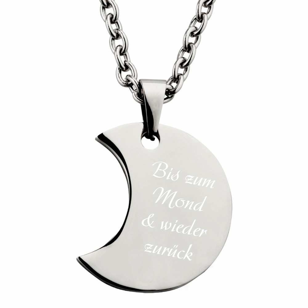 Anhänger mit Gravur Mond von Trendgravur