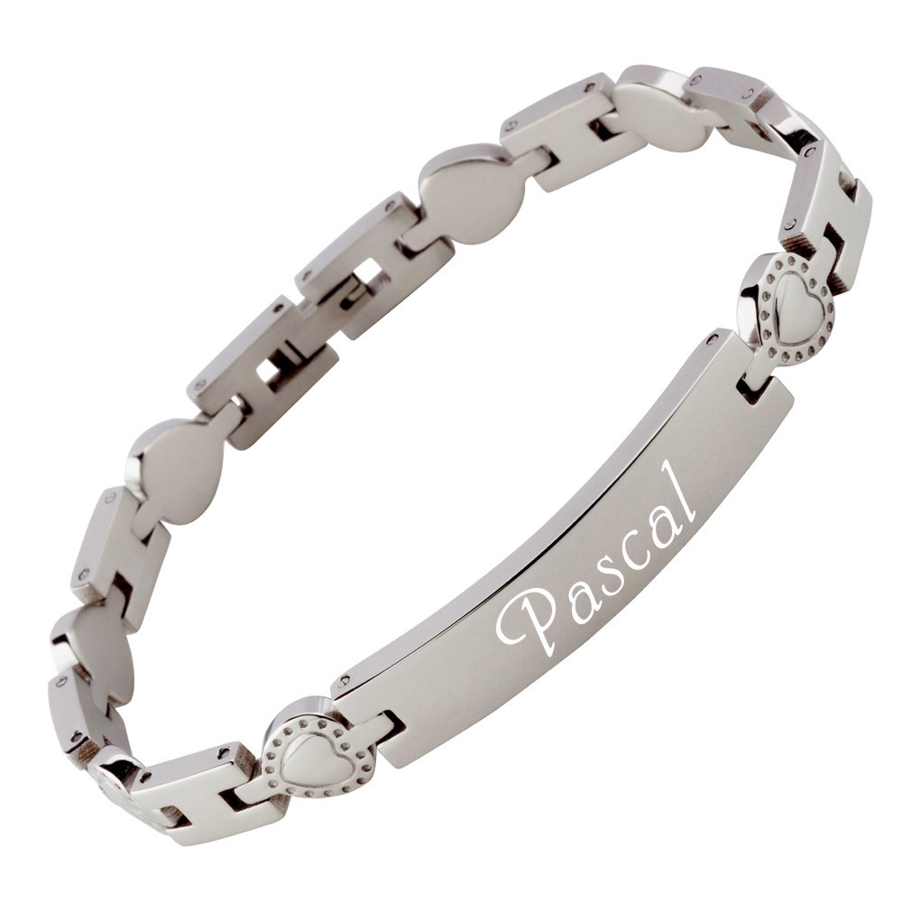 Armband mit Gravur Edelstahl Herzen AG-016 von Trendgravur