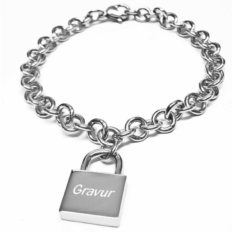 Armband mit Gravur Schloss Edelstahl von Trendgravur