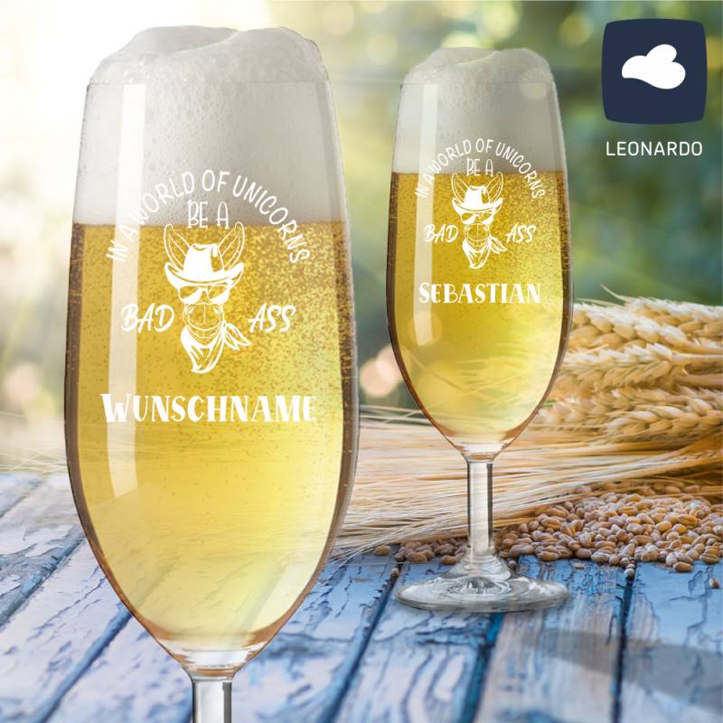 Bierglas mit Deinem Wunschnamen Bad Ass von Trendgravur