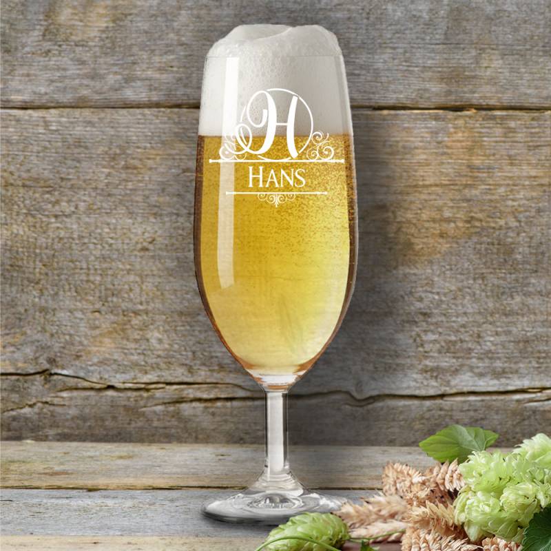Bierglas mit Deinem Wunschnamen Monogramm von Trendgravur