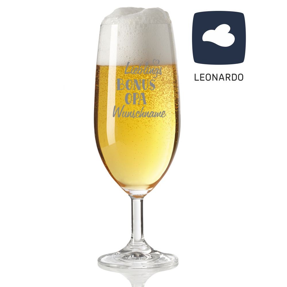 Bierglas mit Gravur von Leonardo - Lieblings-Bonusopa von Trendgravur