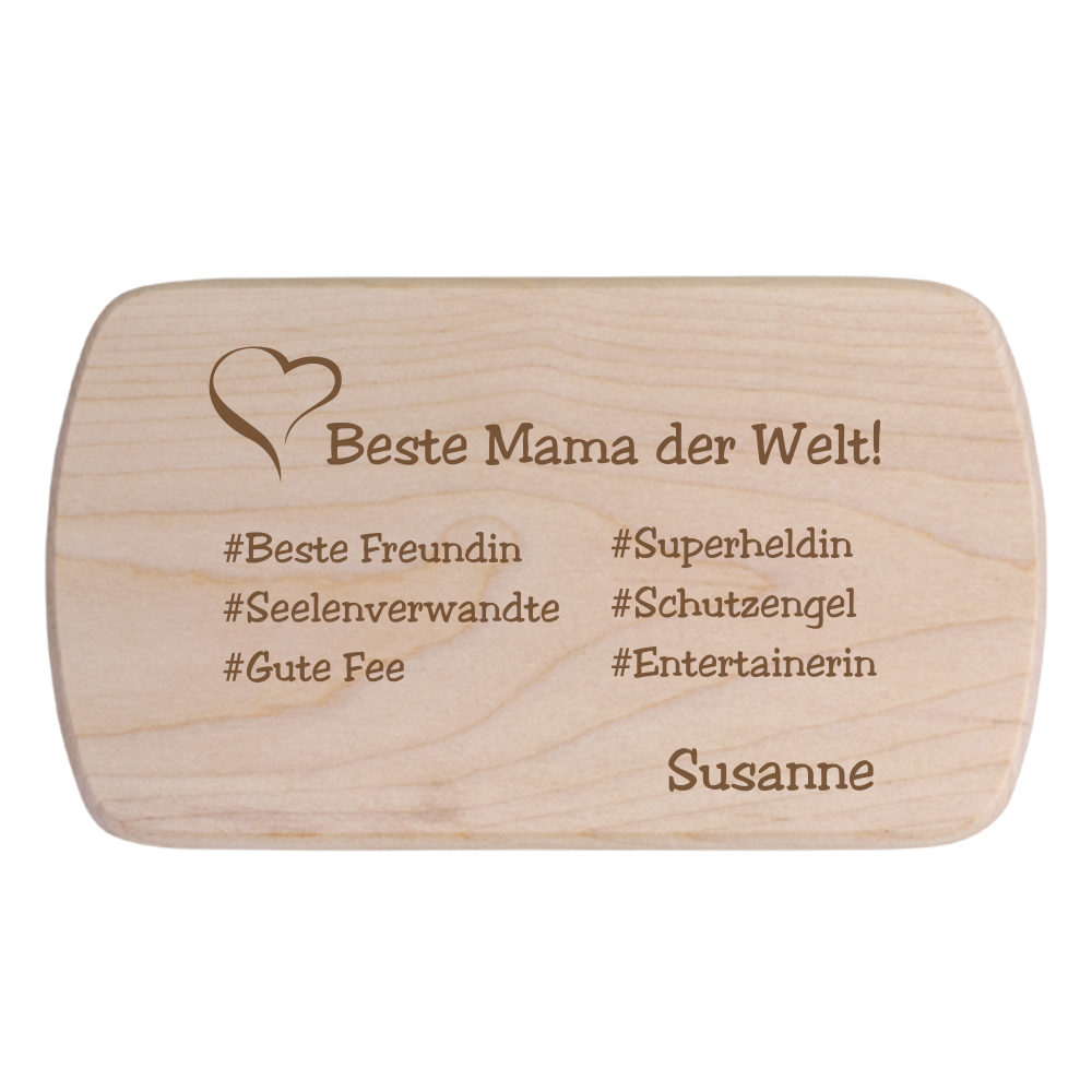 Brotbrett mit Deiner Wunschgravur #Mama von Trendgravur