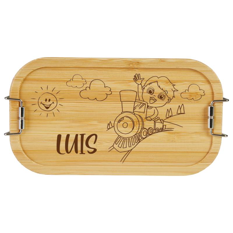 Brotdose bambus Eisenbahn von Trendgravur