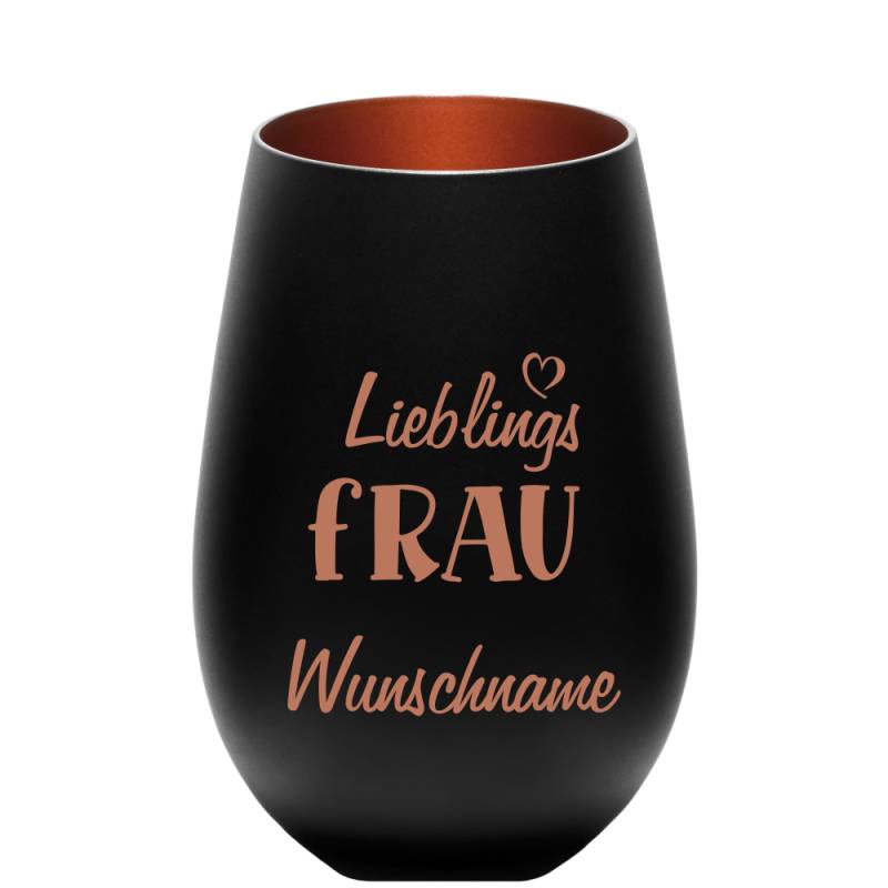 Deko-Windlicht Lieblings-Frau mit Wunschnamen schwarz-bronze von Trendgravur