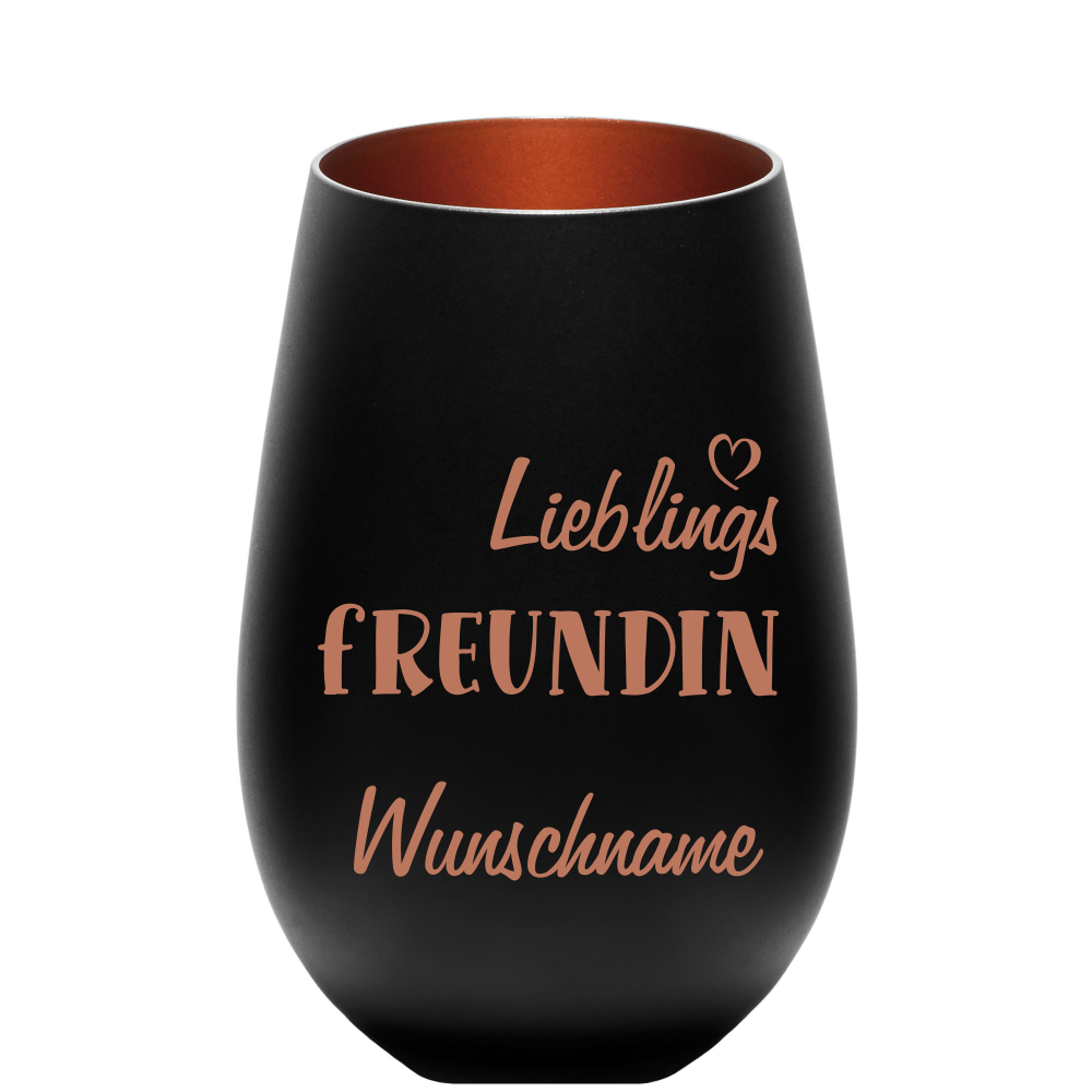 Deko-Windlicht Lieblings-Freundin mit Wunschnamen schwarz-bronze Deko-Windlicht Lieblings-Freundin mit Wunschnamen schwarz-bronze von Trendgravur