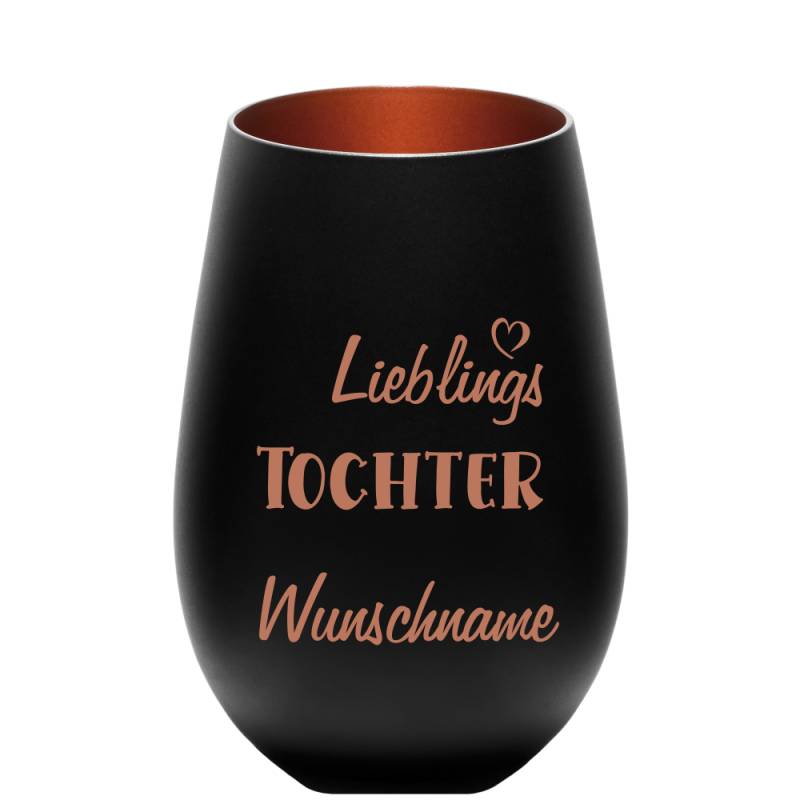 Deko-Windlicht Lieblings-Tochter mit Wunschnamen schwarz-bronze von Trendgravur