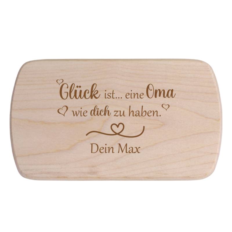 Frühstücksbrett mit Namen Glück ist eine Oma mit Wunschnamen von Trendgravur