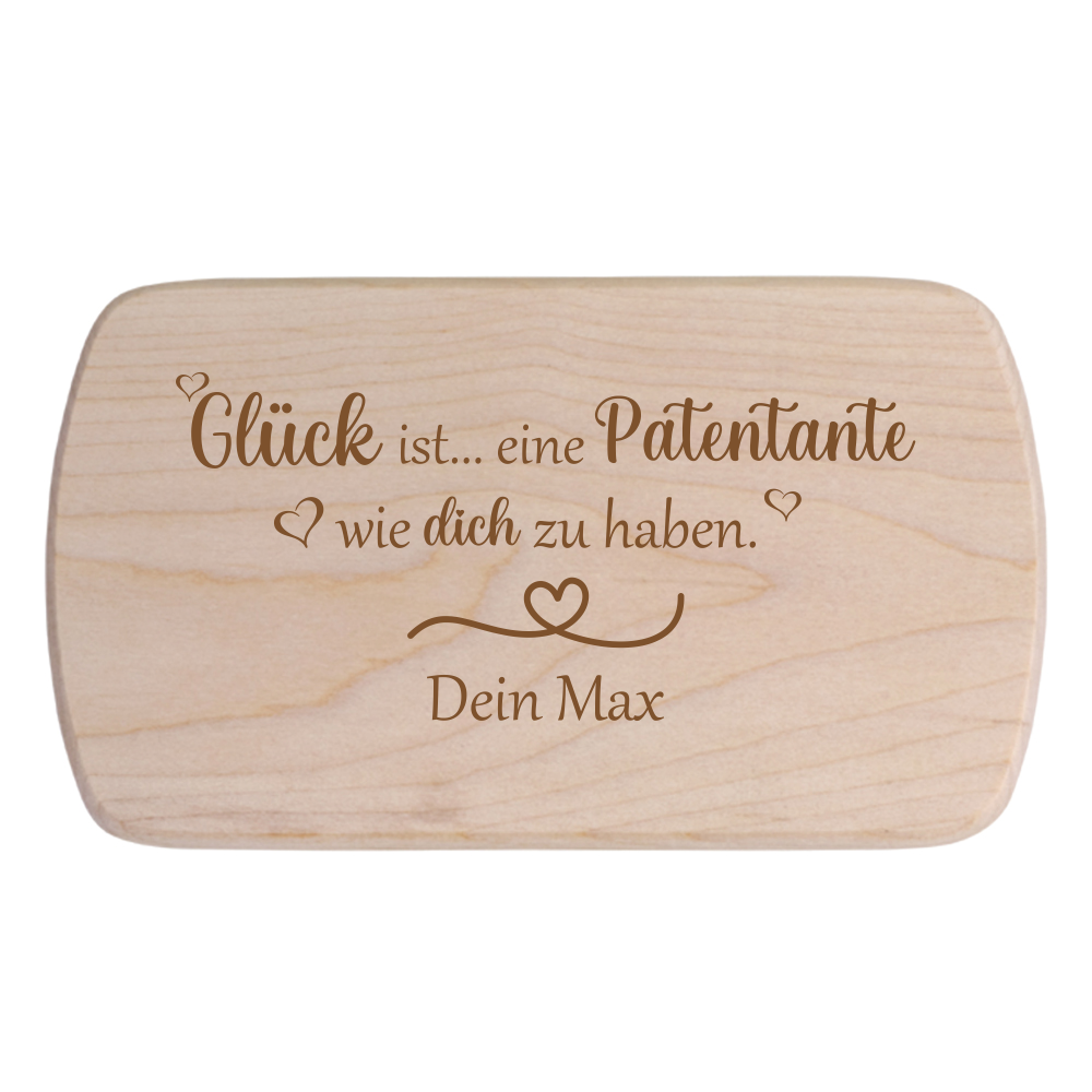 Frühstücksbrettchen Glück ist eine Patentante.... mit Wunschnamen von Trendgravur