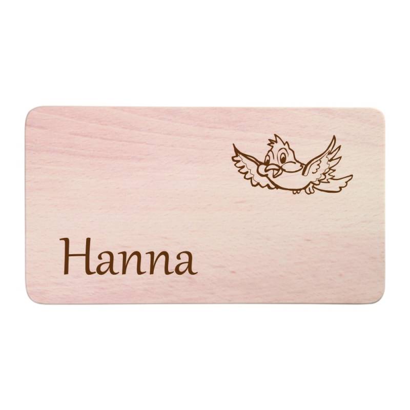 Frühstücksbrettchen mit Gravur -Vogel von Trendgravur