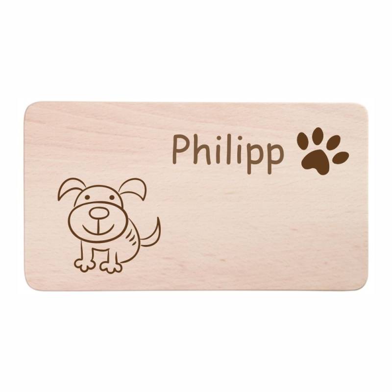 Frühstücksbrettchen mit Gravur für Kinder -Hund von Trendgravur