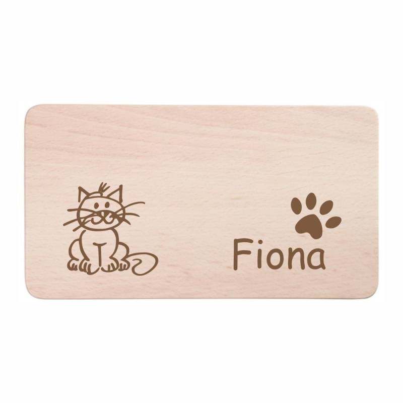 Frühstücksbrettchen mit Gravur für Kinder -Katze von Trendgravur