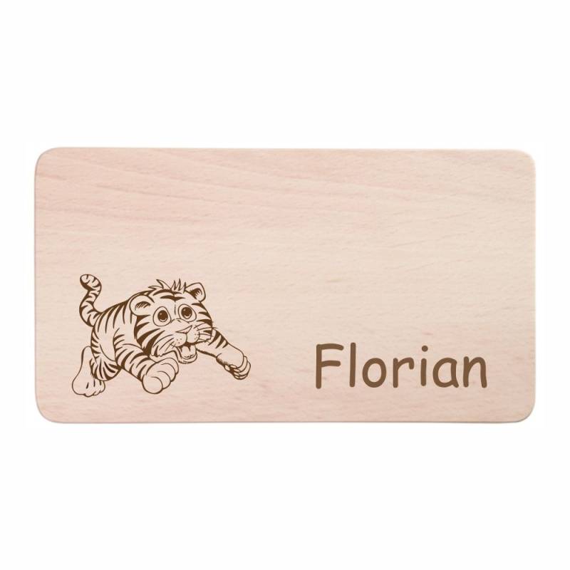 Frühstücksbrettchen mit Gravur für Kinder - Tiger von Trendgravur