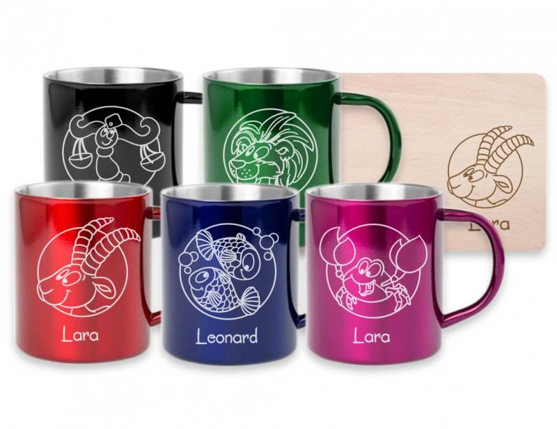 Frühstücksset für Kinder mit deiner Wunschgravur - Sternzeichen von Trendgravur