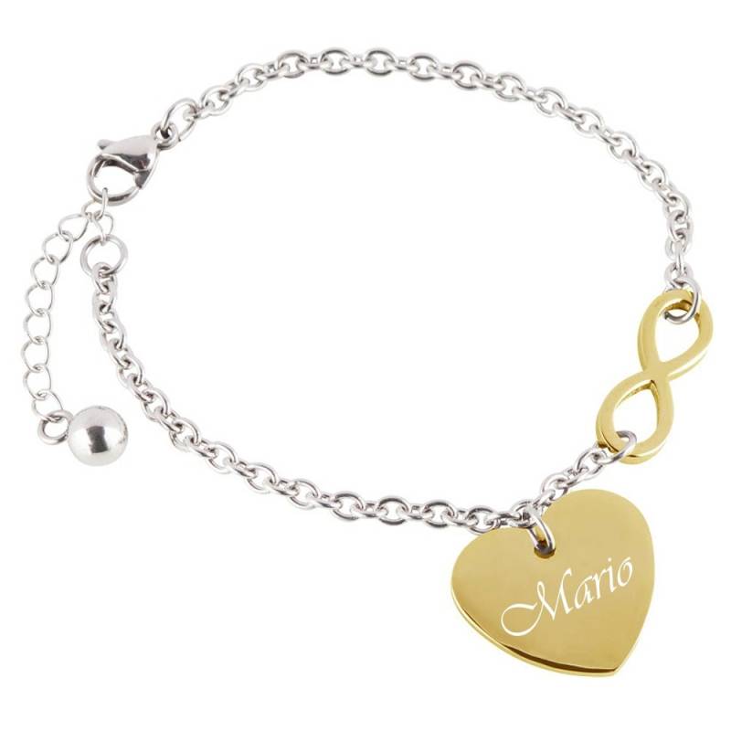Herz-Armband mit Gravur Infinity bicolor von Trendgravur