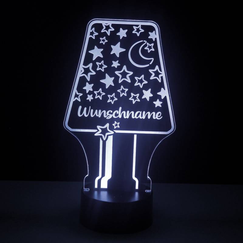 Kinder Nachtlicht Lampe mit Namen Mond+Sterne von Trendgravur