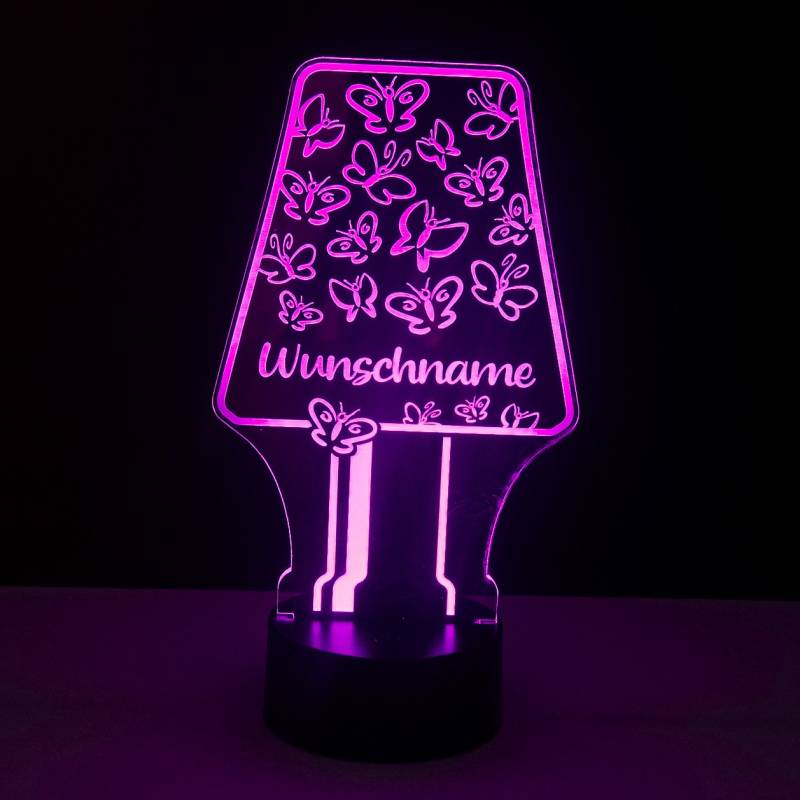 Kinder Nachtlicht Lampe mit Namen Schmetterling von Trendgravur