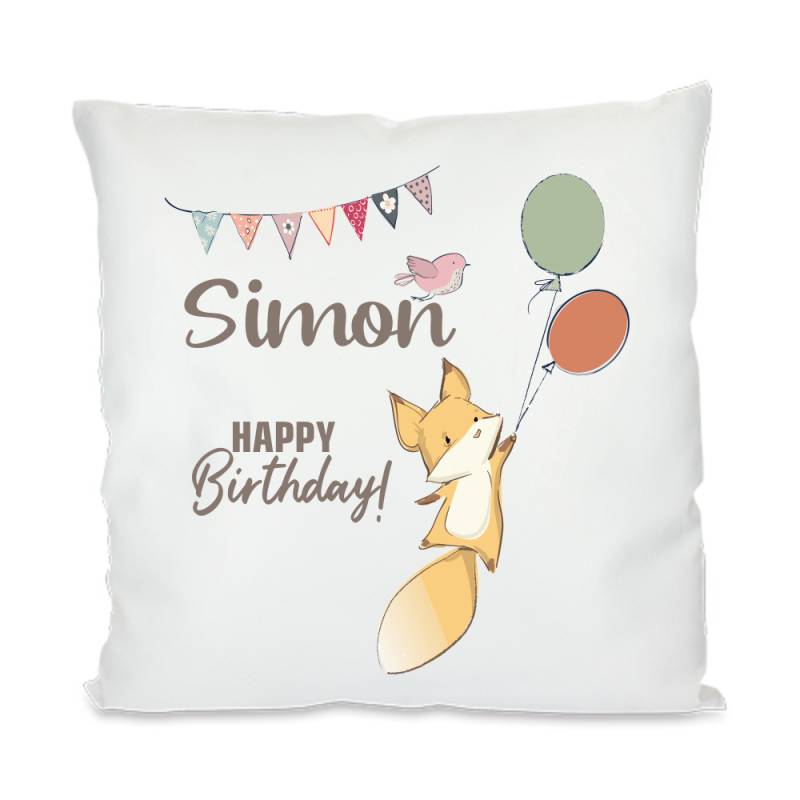 Kissen mit Namen zum Geburtstag Fuchs von Trendgravur