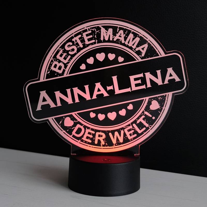 LED-Dekolicht Button Beste Mama mit Wunschnamen von Trendgravur
