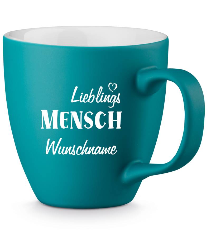 Mattierte Tasse mit Gravur Lieblings-Mensch - verschiedene Farben von Trendgravur