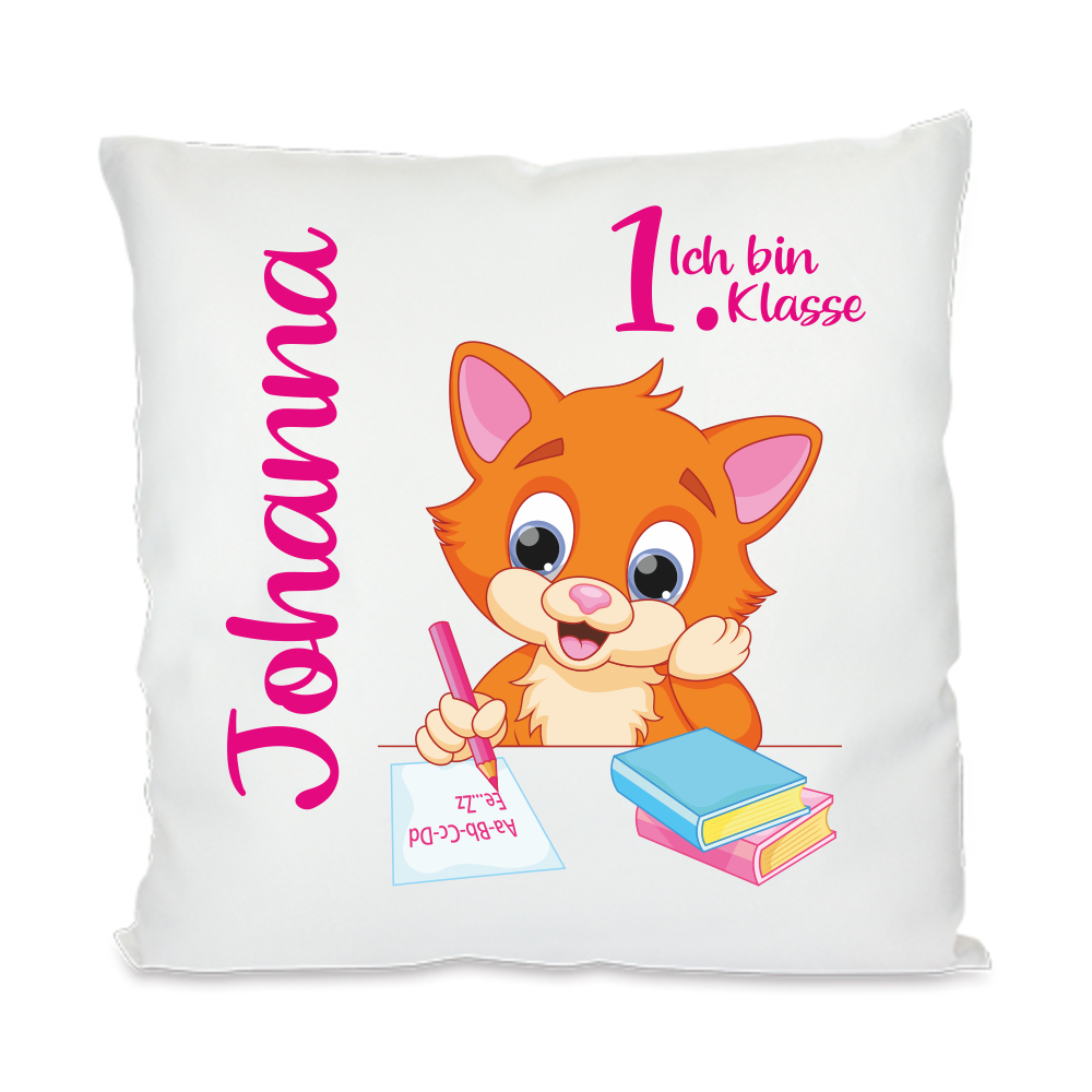 Namenskissen zur Einschulung Motiv Katze von Trendgravur