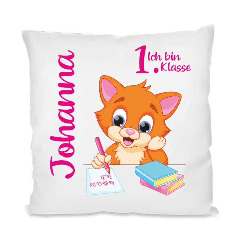 Namenskissen zur Einschulung Motiv Katze von Trendgravur