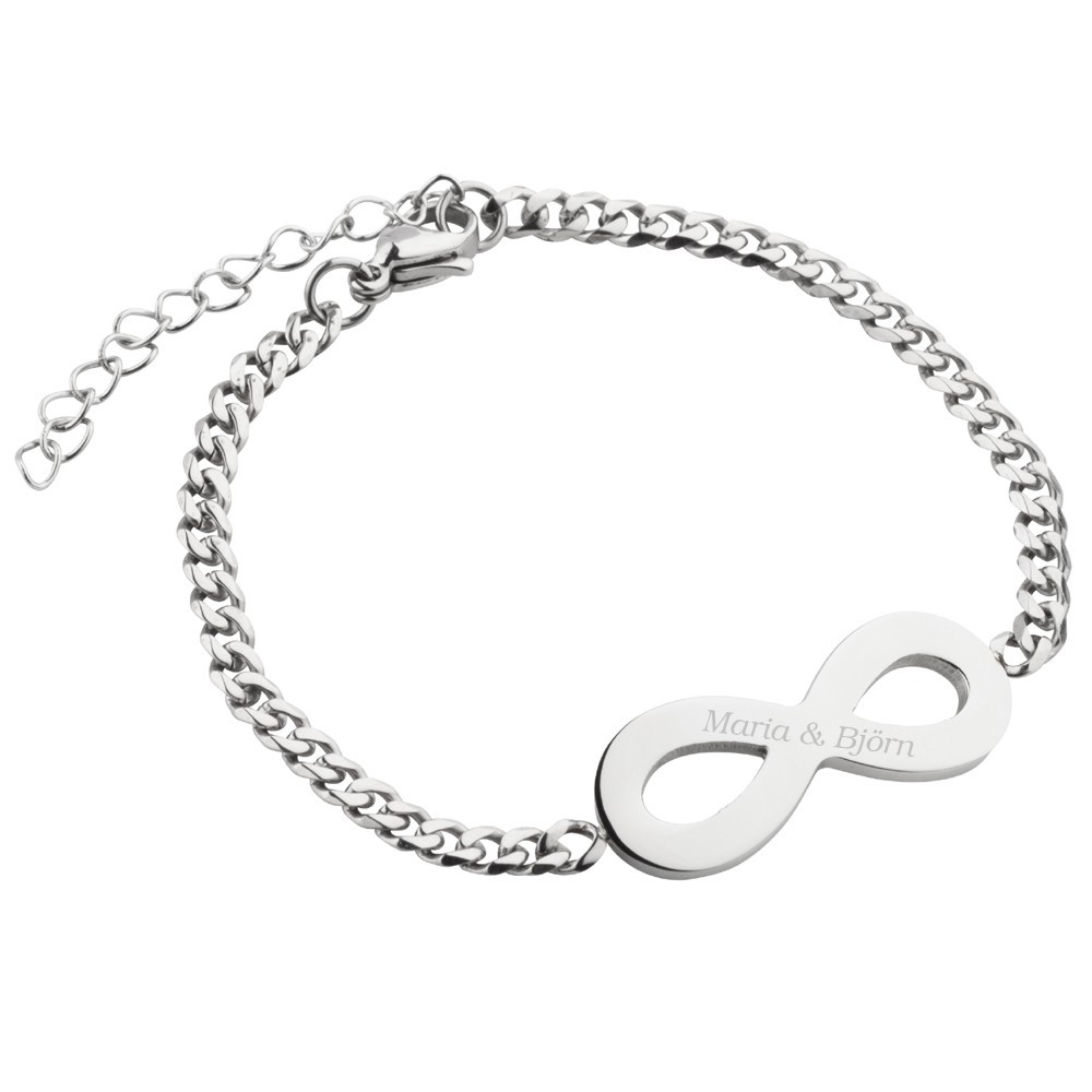 Panzer-Armband mit Gravur Infinity silber mit Verstellkettchen von Trendgravur
