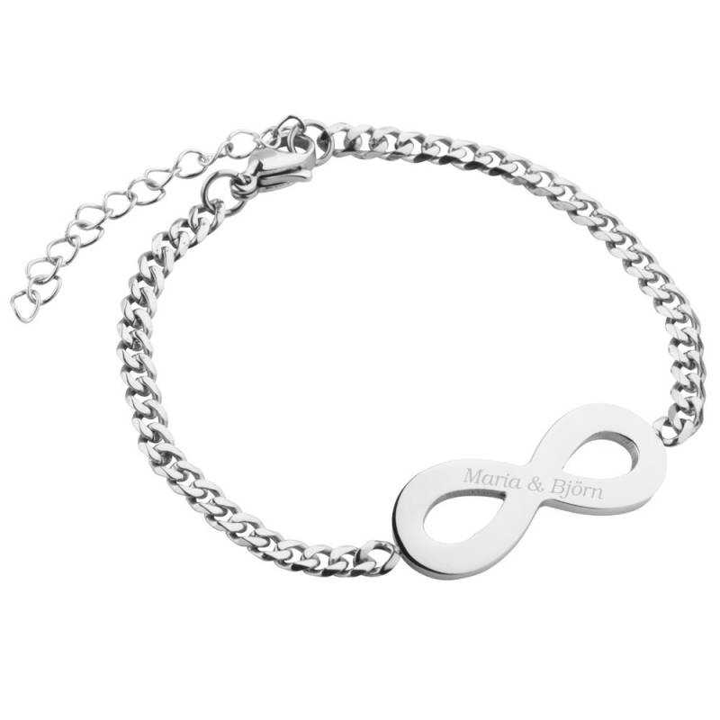 Panzer-Armband mit Gravur Infinity silber mit Verstellkettchen von Trendgravur