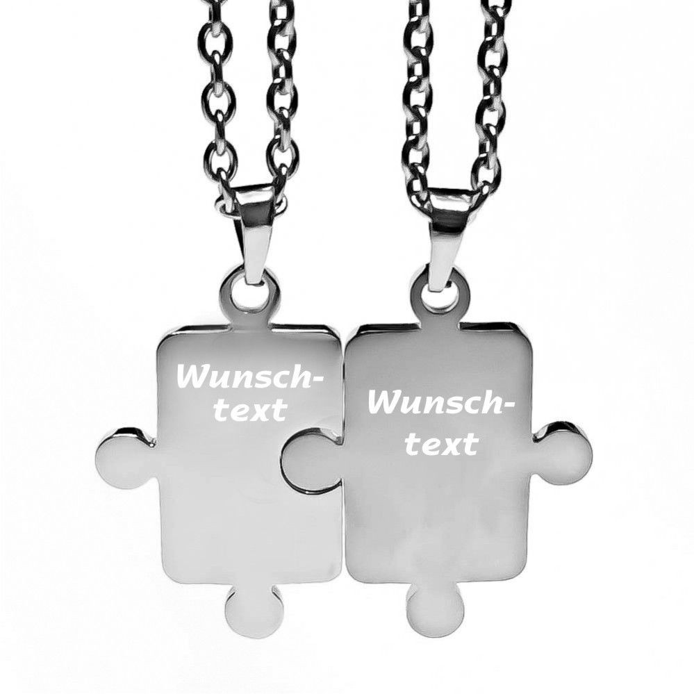 Partner-Anhänger mit Gravur Puzzle von Trendgravur