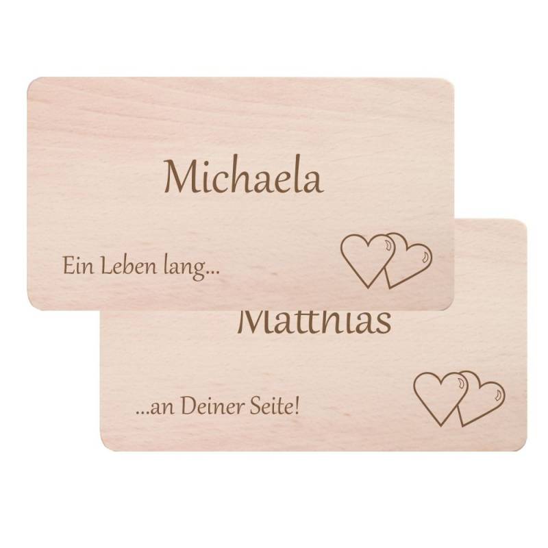 Partner-Frühstücksbrettchen Set mit Gravur -Herzen von Trendgravur
