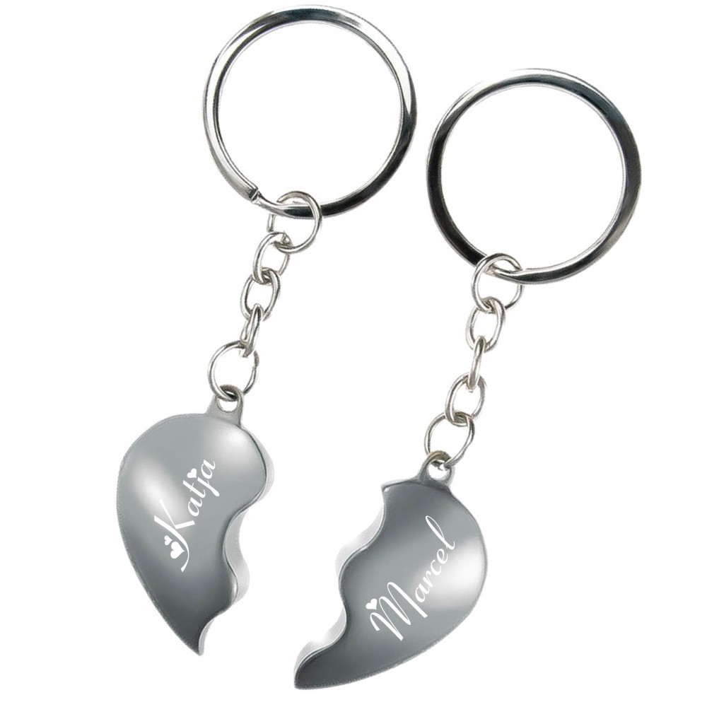 Partner-Schlüsselanhänger mit Gravur Broken-Heart von Trendgravur