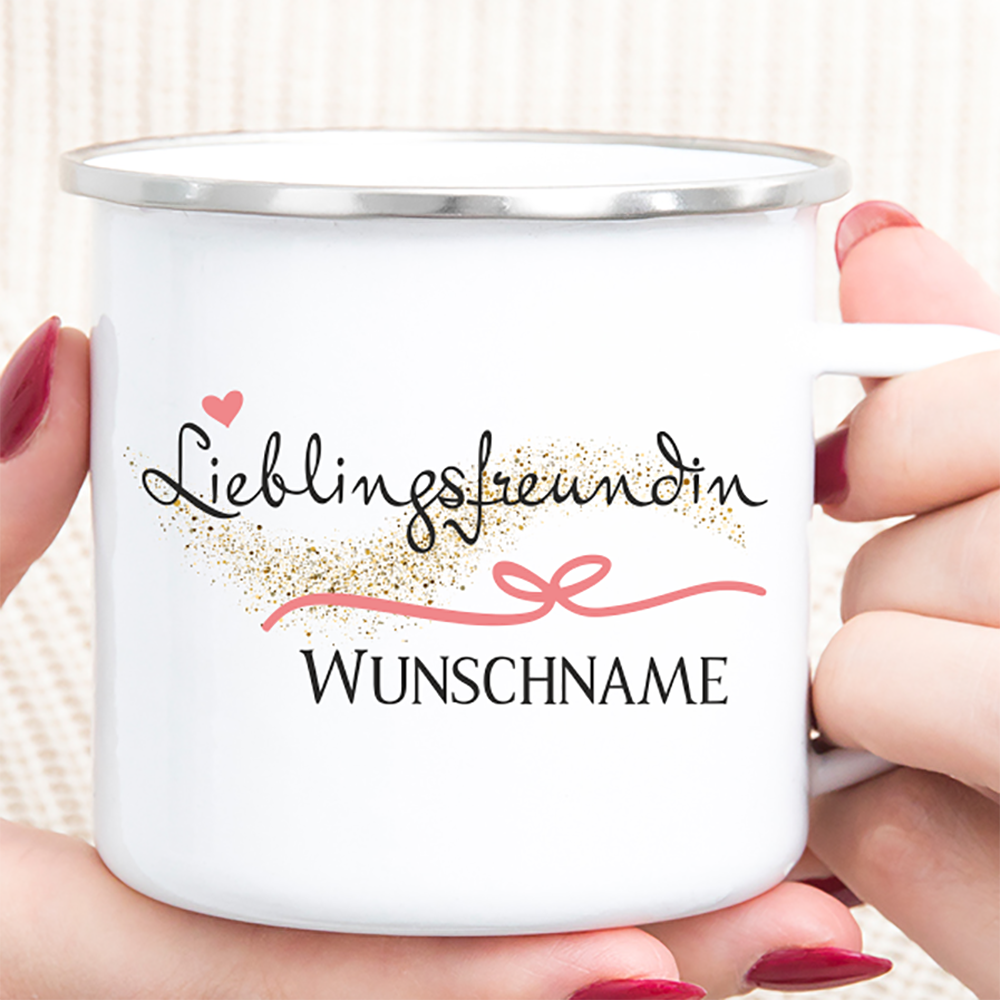 Personalisierte Tasse Emaille Lieblingsfreundin von Trendgravur