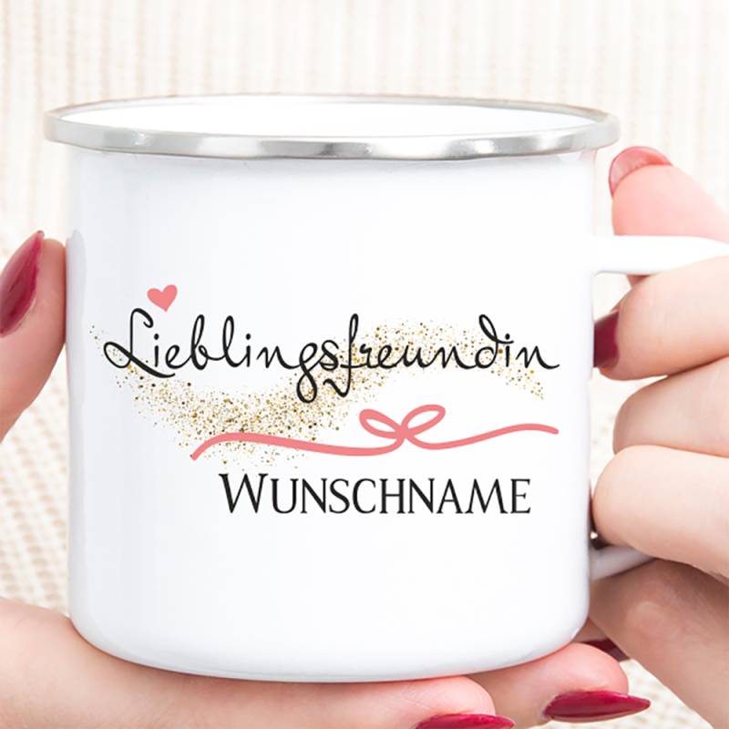 Personalisierte Tasse Emaille Lieblingsfreundin von Trendgravur